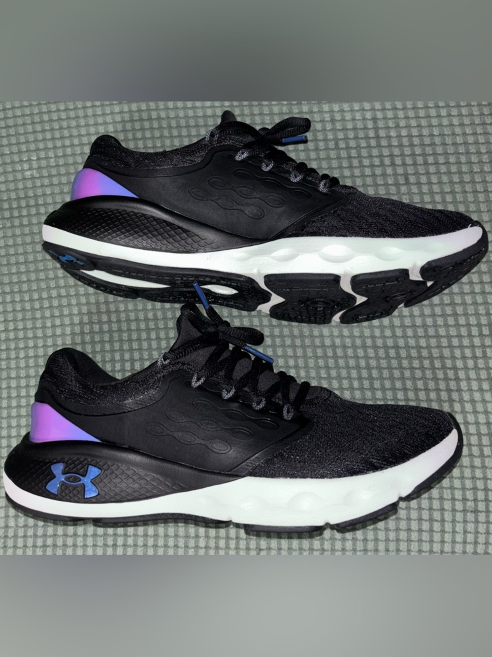 Under Armour Men's Black Sneakers with White Sole and Purple Accent